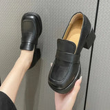shoes Women Chunky heels Height Increase Shoes Ladies Vintage loafers Japanese Student Shoes College Style High