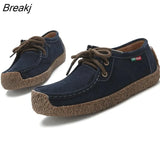 Newest Women Sewing Leather Suede Platform Sneakers Women Shoes Ladies Casual Lace Up Flats Creepers Moccasins Woman