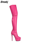 Women's Thigh High Boots Red Pink Black Luxury Platform Shoes For Women High Heel Boots Female Women Shoes Botas Femininas