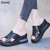 New Women's Platform Wedge Sandals New Summer High-heeled Fish Mouth Women's Shoes Soft Leather Heightened Platform