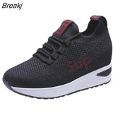 Heels Fashion Sneakers for Women Breathable Spring Platform Lace Up Fashion Causal Vulcanized Footwear Chunky Luxury