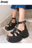 Heeled Platform Sandals For Women Summer 2023 Ankle Buckle Square Toe Sandals Simply Causal Open Toe Sandals Slipper