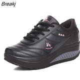 Slimming Shoes Women Fashion Leather Casual Shoes Women Lady Swing Shoes Spring Autumn Factory Top Quality