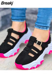 Women's Sneakers Fall Casual Breathable Solid Color Platform Sneakers Fashion Running Walking Lace-up Women's Shoes