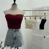 Thai Babes Light Yarn Splicing Braless Sleeveless Top With Short Corset Corset Umbilized Bra Vest