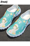 Flat Shoes Women Print Breathable Sneakers Slip-on Light Non-slip Flats Ladies Soft Bottom Loafer Casual Sports