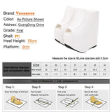Women 2023 Sexy Super High Heel 18CM Thick Bottom Platform Sandals Silver white Inner Increase Ladies Shoes Slip