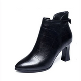 Stiefel Women Classic High Quality Black Pu Leather High Heel Boots Ladies White Autumn Winter Long Boots Botas