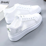 Spring Tennis Female Lace-up White Shoes Woman Luxury PU Leather Platform Solid Color Ladies Autumn Casual Elegant