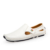 2023 Summer Breathable Leather Shoes Men Casual Loafers Brand Design Handmade Men Flats Soft Leather Moccasins Boat