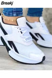 New Thick Bottom Sneakers Fashion Casual Wedge Sneakers Ladies Lace Up Mesh Women Vulcanized Shoes Plus Size Women's