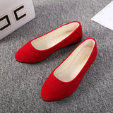 Spring Autumn Women Shoes Flock Flats Comfortable Flat Shoes Women Flats Loafers Shallow Slip on Shoes Red Black Plus