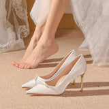 Women's Summer Footwear Bride Pumps Shoes for Woman 2023 Wedding Shoe on Heeled Pointed Toe Pearl Stilito High Heels Popular