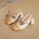 Breakj New Autumn / Winter 2023 Fashionable Elegant Square Head Shallow Stitching In The Heel Thick Heel Casual Commuting Work