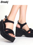 Wedge Heels Sandals For Women 2023 Summer Chunky Heeled Casual Ankle Strap Fashion Women Sandals