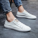 Leather Men Shoes lace up outdoor Casual Shoes for Men Cow Leather Simple Fashion black white Men shoes for Men