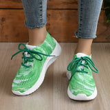 Rainbow Mesh Platform Sneakers for Women 2023 Autumn Non Slip Knitting Tennis Shoes Woman Lace Up Casual Sports Shoes