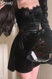 Autumn Slim Black Velvet Dress Casual Korean Fashion Elegant Midi Dress Woman Party Long Sleeve Vintage Lace Dress