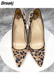 leopard pointed toe woman shoes 12cm stiletto high heel big size cozy shallow dating classic pumps BM031