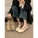 Gentle Wind Evening Shoes Shallow Mouth Square Head Thick Heels Grandma Shoes With Skirt Fairy Style Soft