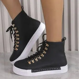 Shoes Women's Thick-Solle Shoes 2025 New Round Head High-Top Casual Board Shoes