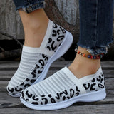 Mesh Slip On Sneakers Women Fashion Leopard Print Casual Shoes Woman Spring Summer Elastic Knit Flats Loafers
