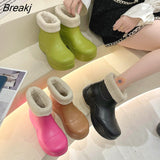 New Luxury Women Casual Thick Bottom Short Boot Rain Boots New Rubber Ladies Walking Waterproof Ankle Rain