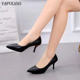 Single Shoes Simple Comfort Work Shoes Black High Heels Formal Wear Leather Shoes Sexy Small Size Women's Shoes