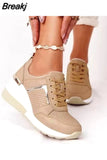 2023 Sports Casual Summer New Thick Bottom Wedge Casual Shoes Strap Mesh Women Fashion Sneakers Women Platform