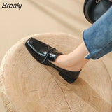 New Autumn Retro British Style Single Shoes Women's Comfortable Leather Shoes Square Toe Soft Bottom Soft Leather