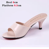 Summer New High Heels Size 43 Stiletto Mid-heel Slippers ladies Summer Fashion low-heel Sandals Peep Toe Sexy Women