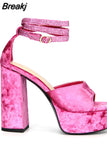 Chunky High Heels Women Sandals 2023 Hot Fashion European Style Sexy Rhinestone Sandals Strappy Women Shoes Party