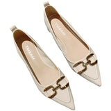 New Thick-Heeled Single-Heeled Shoes For Women In Autumn Style With Skirt, Pointed Head And Low-Heeled Evening