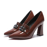 Women High Heels Shoes Stylish Pointed Toe Thick Heels Single Shoes Women's Slip on Elegant Dress Shoes Office Work Female