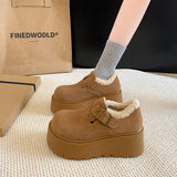 Breakj Version Of Temperament Plus Velvet Pine Cake Heightening Leg Growth Head Round Head Birken Cotton Shoes 2025 New Warm Snow