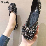 New Women Ballet Flats Comfortable Crystal Diamond Dress Bow Sequins Single Shoes Rhinestone Glitter Square Toe