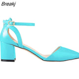 Women Sandals 5cm Single Work OL Thick Hight Heels Pointed Toe Sandal Sexy All-match Casual Party Wedding