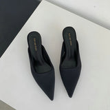 Spring Pointed Toe Women Mules Slipper Fashion Candy Color Ladies Elegant Dress Sandal Square Low Heel Slip on Slides