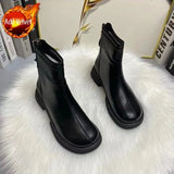 Chunky Waterproof Short Shoes for Woman Platform Booties Round Toe Women's Ankle Boots Free Shipping and Low Price