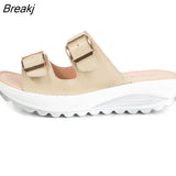 Women Sandals Wedges Sandals Ladies Open Toe Round Toe Buckle Black Yellow White Platform Sandals