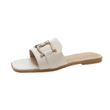 Women's Summer 2024 New PU Leather Fashion Simple Solid Color Sandals Daily Casual Open Toe Women Slippers Zapatos