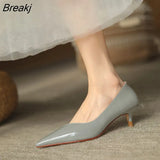Shallow Mouth High Heels Women's Spring Autumn Stiletto Work Shoes Mid-heel All-match Patent Leather Pointed Toe Shoes