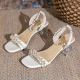 Heel Sandals, Women's Sandals 2024 Summer New Line with Pearl Fashion Sandals, Women's