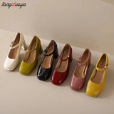 Heels Women 2023 Trend Chunky Heels Platform Lolita Mary Jane shoes Elegant Party Korean Shoes Dress beige yellow