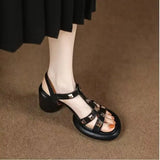 Beige Summer 2023 Thick Heel Sandals for Woman Heeled Block Women's Shoes High Heels Pumps Chunky Rivet Luxury
