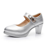 Women High Heels Block Heels Gold Silver Wedding Shoes Women Pumps 2023 Rhinestone 10cm Party Dress Shoe Plus Size