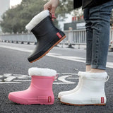 Women Rain Boots Slip-on High Quality Water Boots Waterproof Shoes Women's Rubber Rainboot Garden Galoshes Non-Slip
