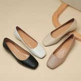 Spring New Flat Women Shoes Loafers Simple Low Heels Office Work Casual Shoes Slip on Flat Footwear Ladies Square Toe