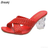 Women Cross Strap Summer Slides Shoes Ladies Mules Square Toe 2023 Indoor Ytmtloy House Zapatillas Casa