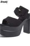 New FashionDouble Bottom Platform Sandals Chunky High Heeled Ankle Buckle Strap Women Sandals Comfort Walking Shoes